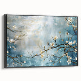 Blossom Breeze – Floral Abstract Wall Art in Blue and White Tones