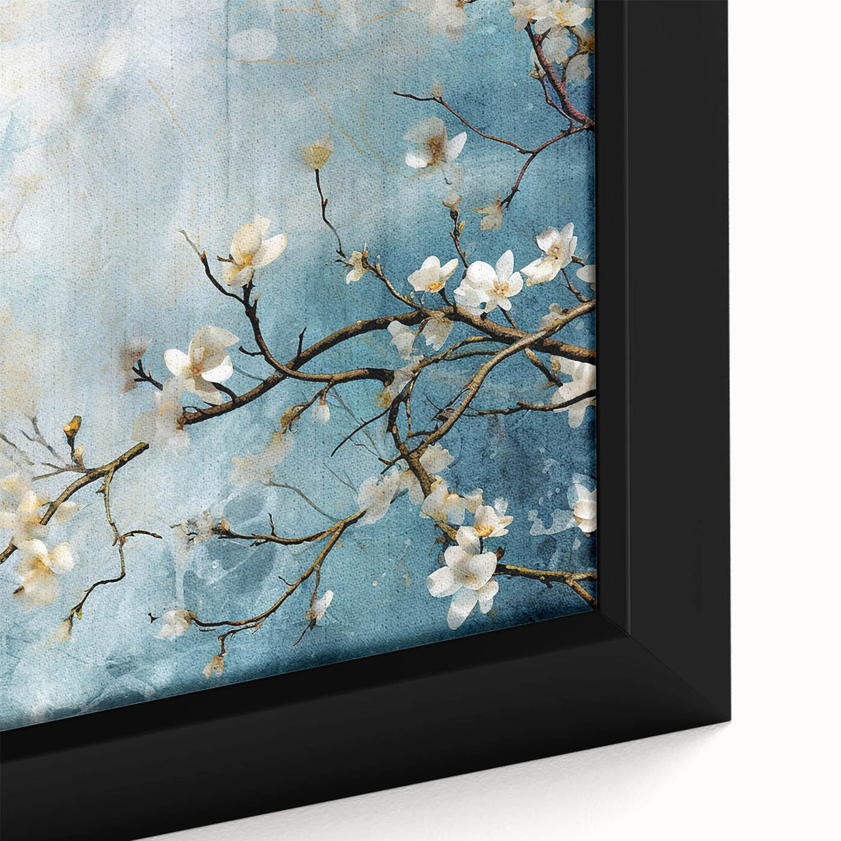 Blossom Breeze – Floral Abstract Wall Art in Blue and White Tones