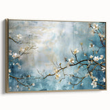 Blossom Breeze – Floral Abstract Wall Art in Blue and White Tones