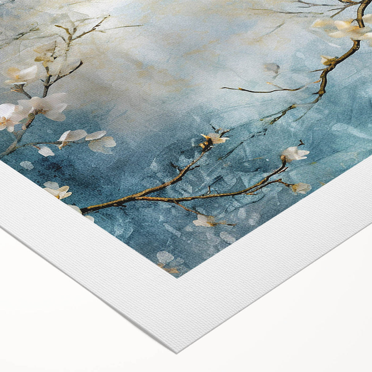 Blossom Breeze – Floral Abstract Wall Art in Blue and White Tones
