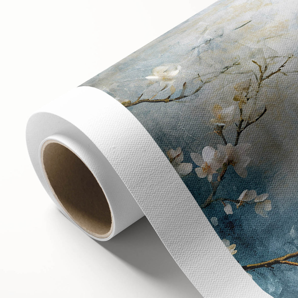 Blossom Breeze – Floral Abstract Wall Art in Blue and White Tones