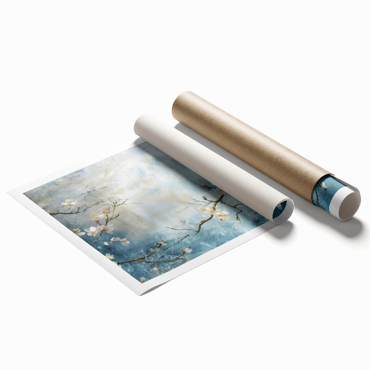 Blossom Breeze – Floral Abstract Wall Art in Blue and White Tones
