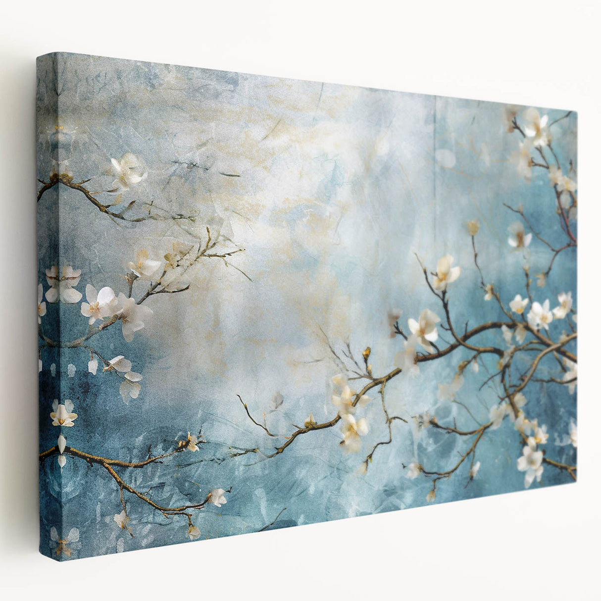 Blossom Breeze – Floral Abstract Wall Art in Blue and White Tones