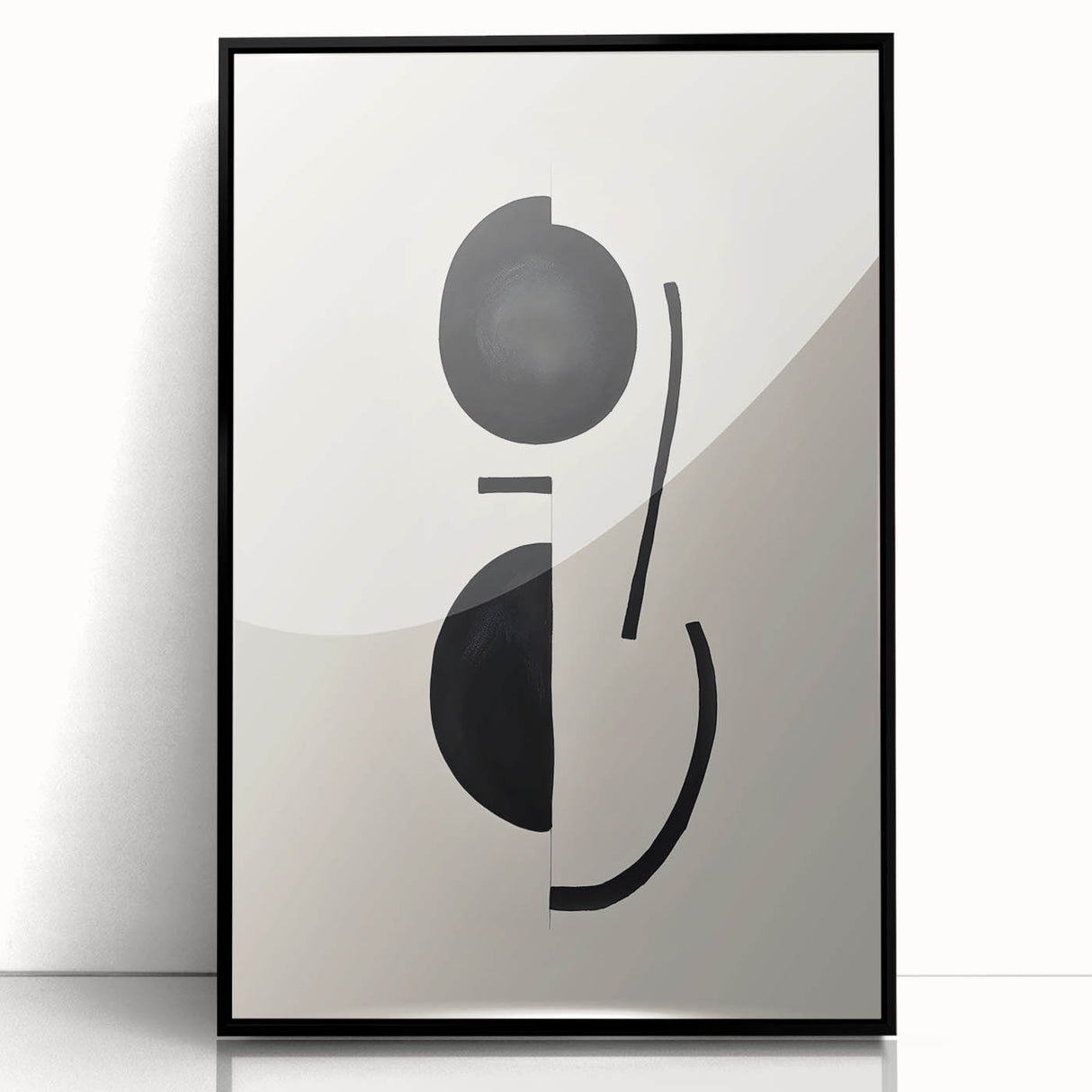 Minimalist Abstract Canvas Prints – Geometric Black & Beige Wall Art