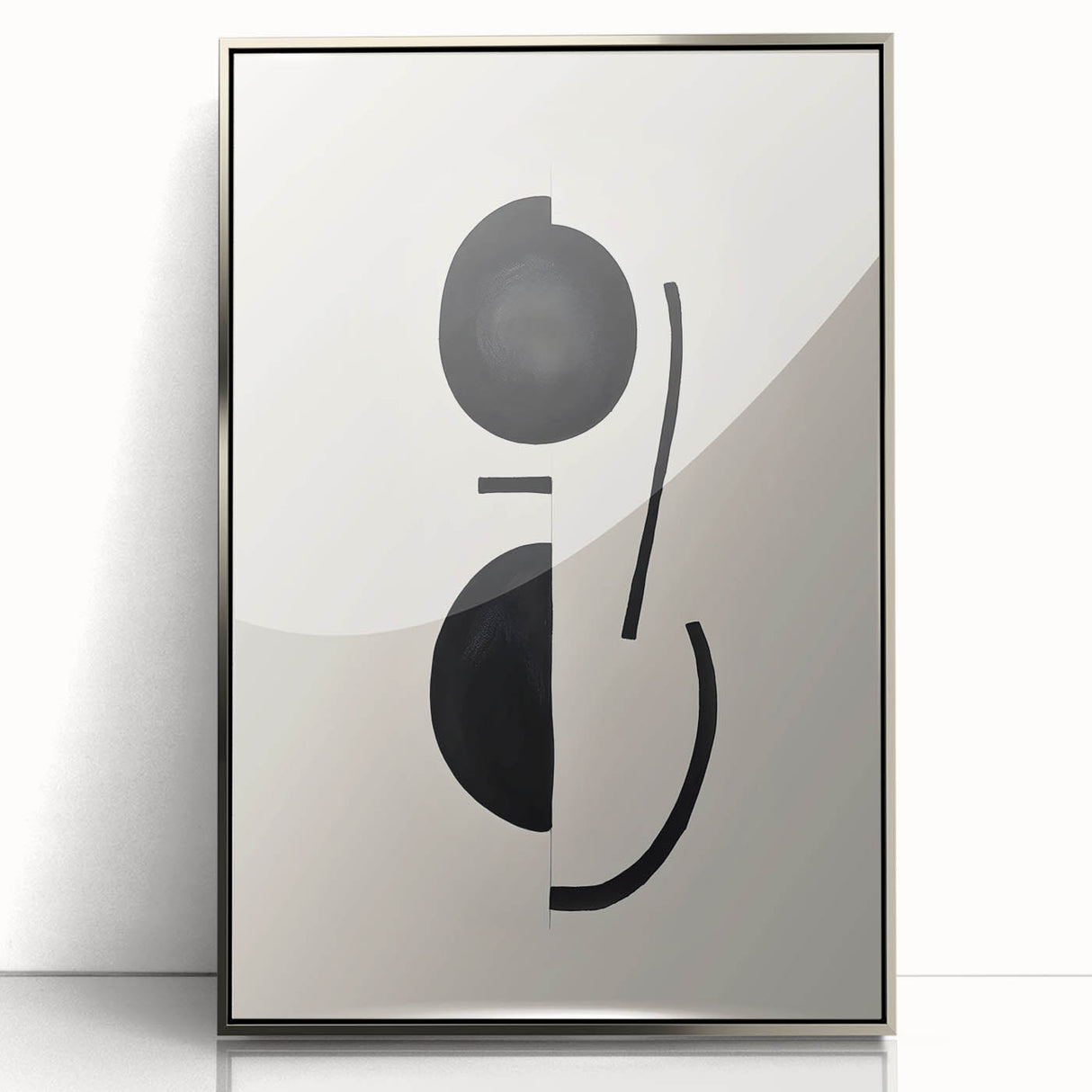 Minimalist Abstract Canvas Prints – Geometric Black & Beige Wall Art