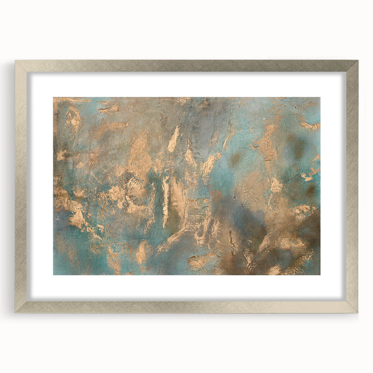 Elegant Moody Modern Wall Art - Abstract Teal & Gold Canvas Print