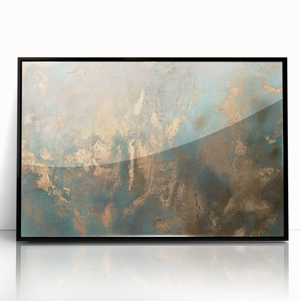 Elegant Moody Modern Wall Art - Abstract Teal & Gold Canvas Print