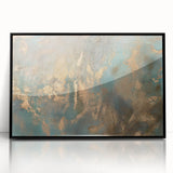 Elegant Moody Modern Wall Art - Abstract Teal & Gold Canvas Print