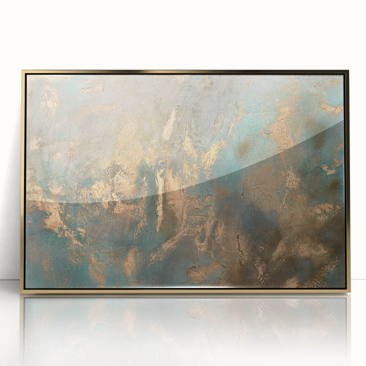 Elegant Moody Modern Wall Art - Abstract Teal & Gold Canvas Print
