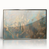 Elegant Moody Modern Wall Art - Abstract Teal & Gold Canvas Print