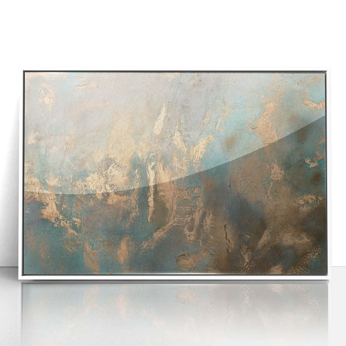 Elegant Moody Modern Wall Art - Abstract Teal & Gold Canvas Print