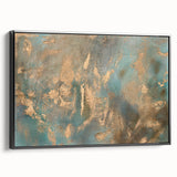 Elegant Moody Modern Wall Art - Abstract Teal & Gold Canvas Print