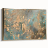 Elegant Moody Modern Wall Art - Abstract Teal & Gold Canvas Print