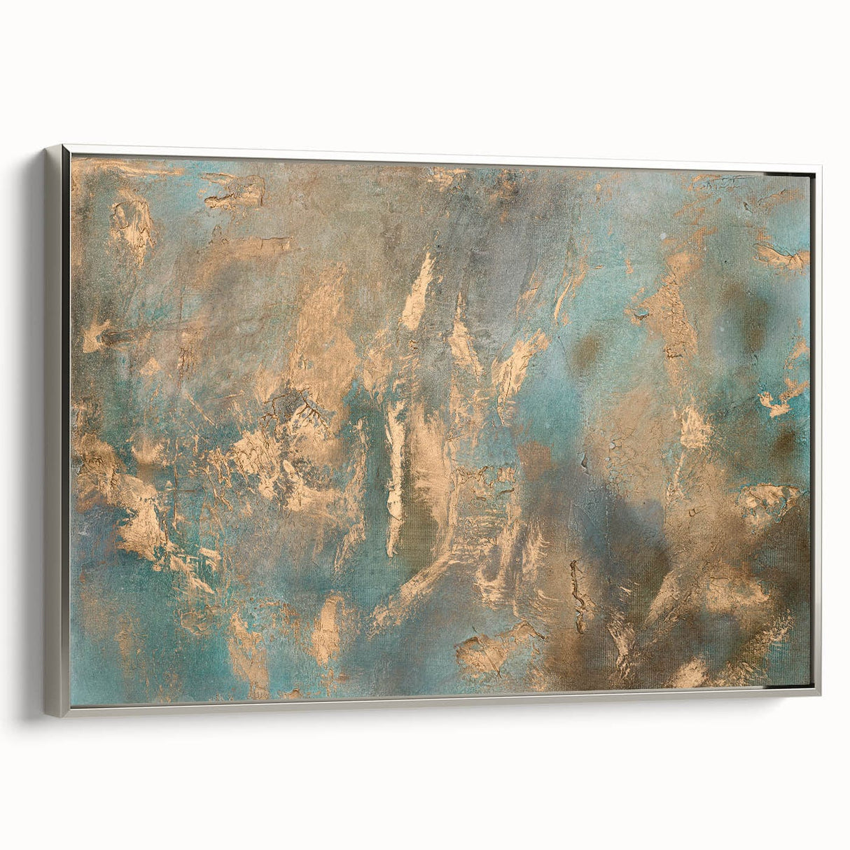 Elegant Moody Modern Wall Art - Abstract Teal & Gold Canvas Print