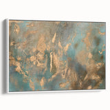Elegant Moody Modern Wall Art - Abstract Teal & Gold Canvas Print