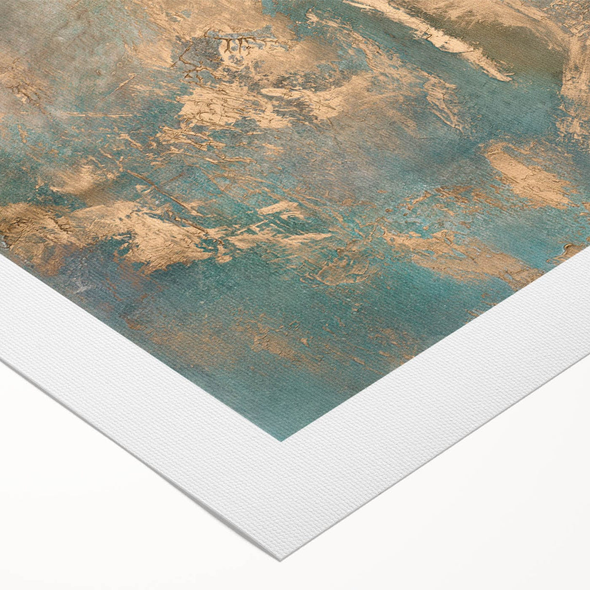 Elegant Moody Modern Wall Art - Abstract Teal & Gold Canvas Print