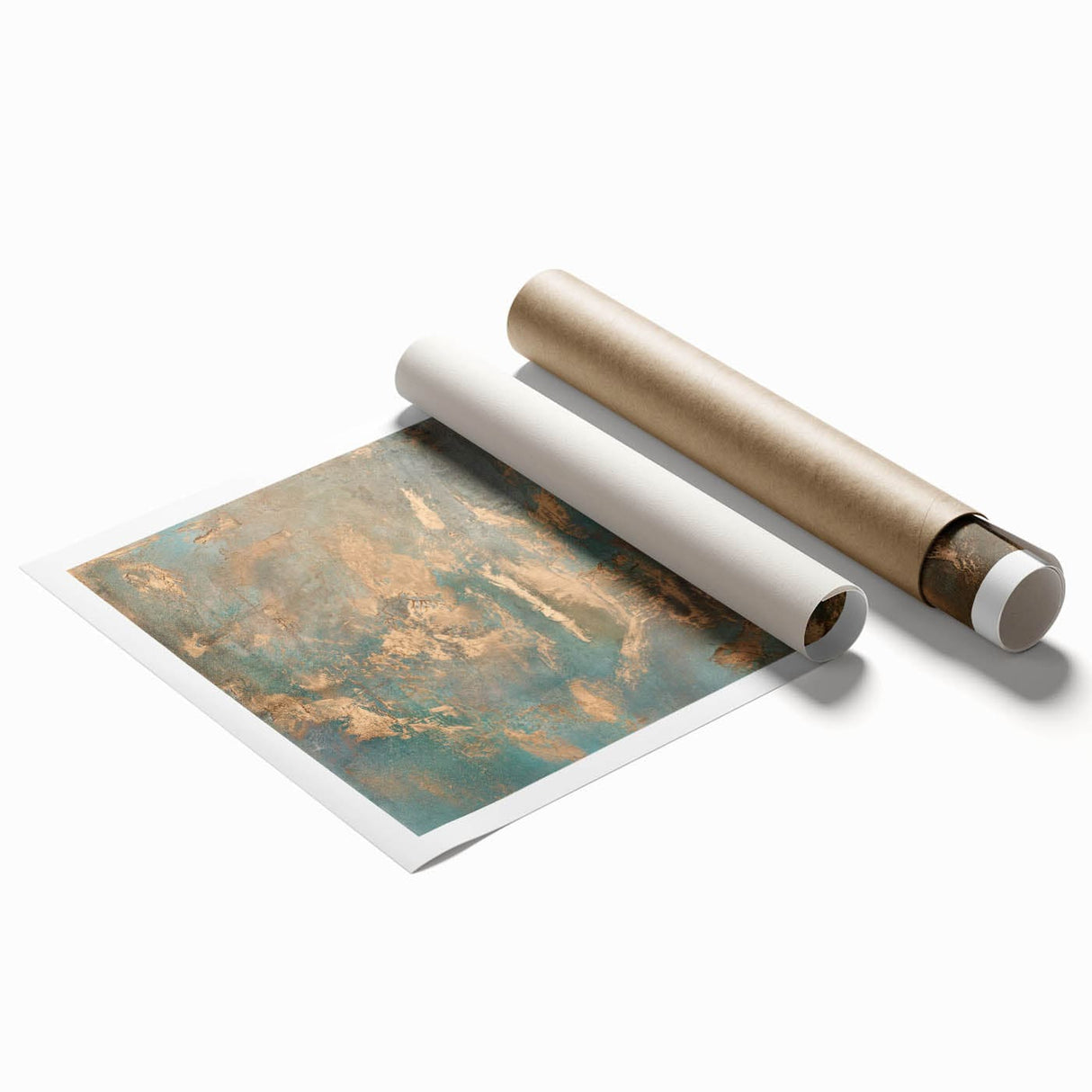 Elegant Moody Modern Wall Art - Abstract Teal & Gold Canvas Print