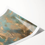 Elegant Moody Modern Wall Art - Abstract Teal & Gold Canvas Print