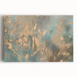 Elegant Moody Modern Wall Art - Abstract Teal & Gold Canvas Print
