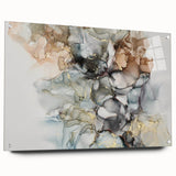 Abstract Fluid Canvas Art – Gold & Brown Marble Ink Swirls