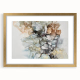 Abstract Fluid Canvas Art – Gold & Brown Marble Ink Swirls