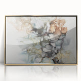 Abstract Fluid Canvas Art – Gold & Brown Marble Ink Swirls