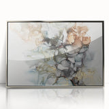 Abstract Fluid Canvas Art – Gold & Brown Marble Ink Swirls