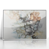 Abstract Fluid Canvas Art – Gold & Brown Marble Ink Swirls