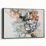 Abstract Fluid Canvas Art – Gold & Brown Marble Ink Swirls