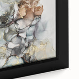 Abstract Fluid Canvas Art – Gold & Brown Marble Ink Swirls