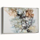 Abstract Fluid Canvas Art – Gold & Brown Marble Ink Swirls