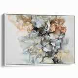 Abstract Fluid Canvas Art – Gold & Brown Marble Ink Swirls