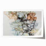 Abstract Fluid Canvas Art – Gold & Brown Marble Ink Swirls