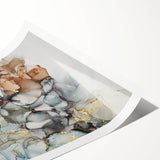 Abstract Fluid Canvas Art – Gold & Brown Marble Ink Swirls