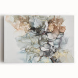 Abstract Fluid Canvas Art – Gold & Brown Marble Ink Swirls