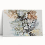 Abstract Fluid Canvas Art – Gold & Brown Marble Ink Swirls