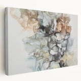 Abstract Fluid Canvas Art – Gold & Brown Marble Ink Swirls