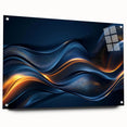 Colorful Abstract Wall Hangings – Navy & Gold Digital Wave Print