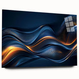 Colorful Abstract Wall Hangings – Navy & Gold Digital Wave Print