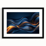 Colorful Abstract Wall Hangings – Navy & Gold Digital Wave Print
