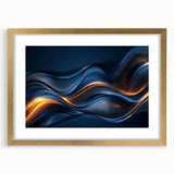 Colorful Abstract Wall Hangings – Navy & Gold Digital Wave Print