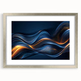 Colorful Abstract Wall Hangings – Navy & Gold Digital Wave Print