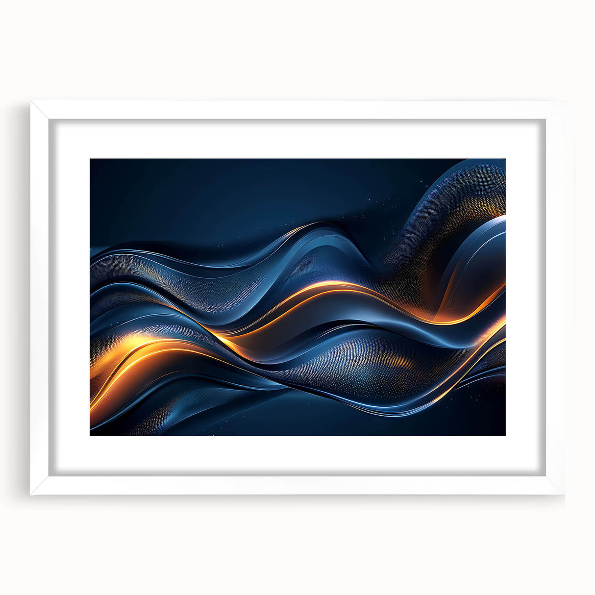 Colorful Abstract Wall Hangings – Navy & Gold Digital Wave Print