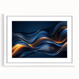 Colorful Abstract Wall Hangings – Navy & Gold Digital Wave Print