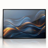 Colorful Abstract Wall Hangings – Navy & Gold Digital Wave Print