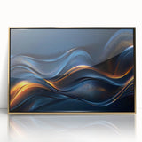Colorful Abstract Wall Hangings – Navy & Gold Digital Wave Print