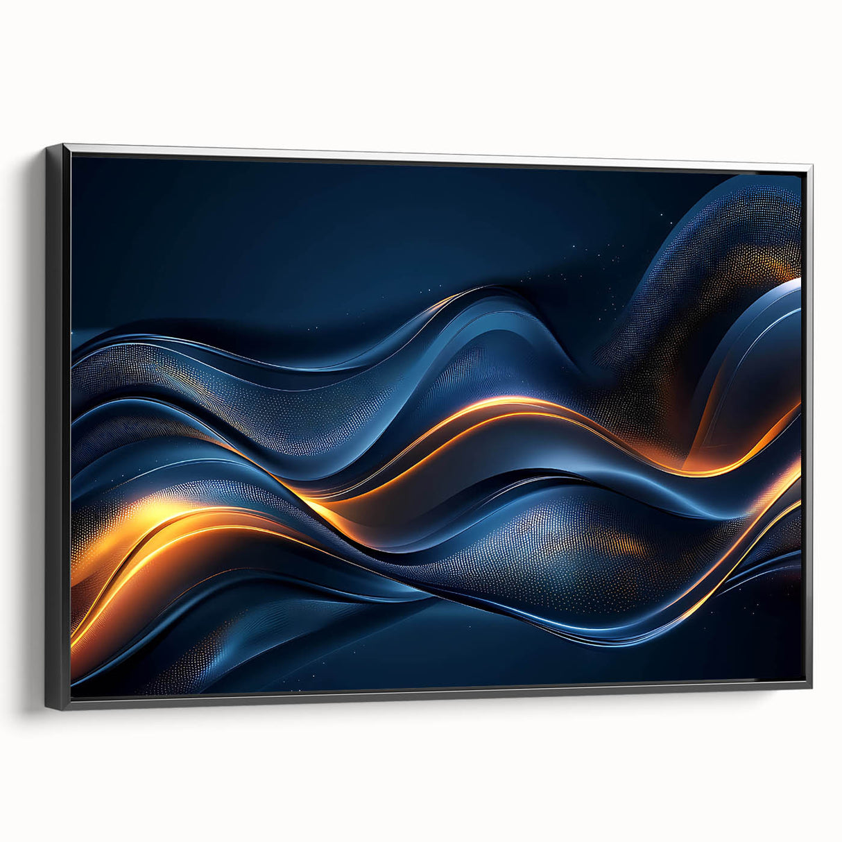 Colorful Abstract Wall Hangings – Navy & Gold Digital Wave Print
