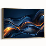 Colorful Abstract Wall Hangings – Navy & Gold Digital Wave Print