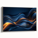 Colorful Abstract Wall Hangings – Navy & Gold Digital Wave Print