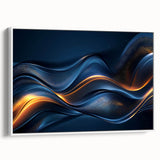 Colorful Abstract Wall Hangings – Navy & Gold Digital Wave Print